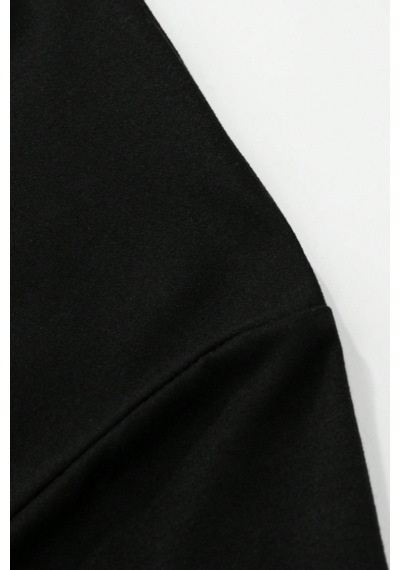 Tarz Cool Erkek Oversize Kısa Kollu Kapüşonlu Tişört Sweatshirt Siyah