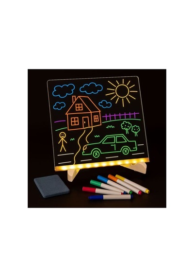 Işıklı Yazı Panosu 7 Renk Kalem Hediyeli 20x20 Cm Çok Renkli