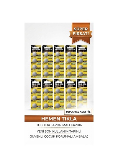 Cr2016 3v Lityum Düğme Pil 50'li Set 10 Kart X 5 Adet Japon Malı
