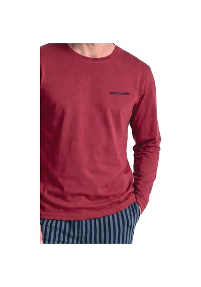 Pierre Cardin 6147 Erkek Uzun Kollu Bisiklet Yaka Pijama Takımı -bordo