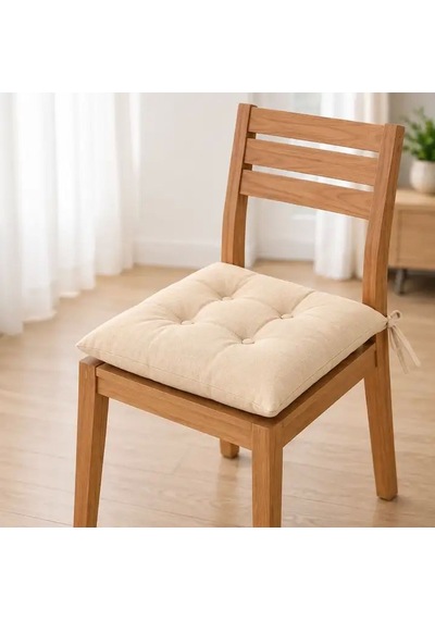 Bağcıklı Sandalye Minderi 40 40 4 Cm Krem Çok Renkli