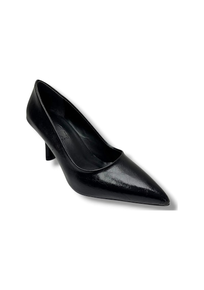 C-shoes 3149-26 Kırışık Rugan Deri Orta Boy İnce Topuk Kadın Stiletto Siyah