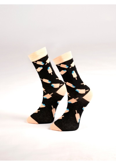 Ozzy Socks Ice Cream Desenli Çorap Siyah