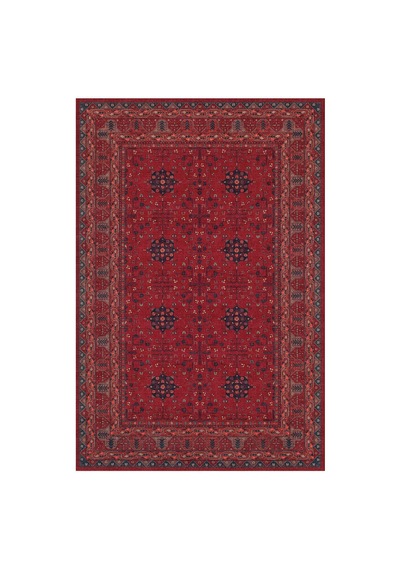 Zümrüt 05 Bordürlü Kırmızı Lacivert Etnik Vintage Eskitme İnce Yıkanabilir Salon Ev Oda Halısı