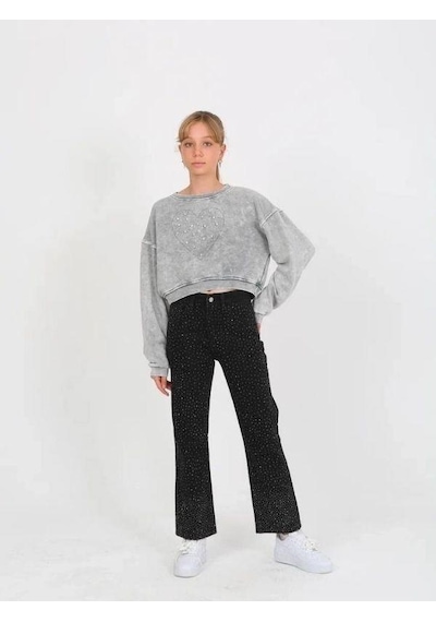 Marions Kız Çocuk Taşlı Jean-15237 Siyah