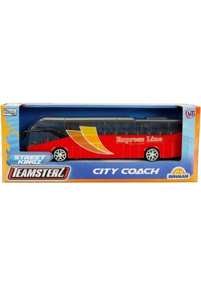 Teamsterz Street Kings Die Cast Şehir Otobüsü 18,5 Cm Metal Model Oyuncak Araç Kırmızı