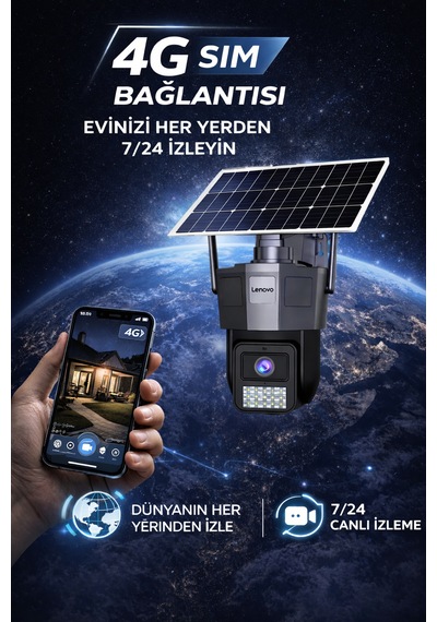 Tek Kameralı 5mp Solar Panelli Sim Kartlı Gece Görüşlü Güvenlik Kamerası