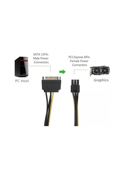 30 cm 15 pin sata 6 pin pci express kablo 15 pin erkek sata 6 pin dişi pci exp grafik kartı güç kablo