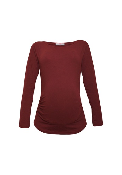 Luvmabelly 2301-2309 Pamuklu Uzun Kollu Hamile T-shirt-bordo