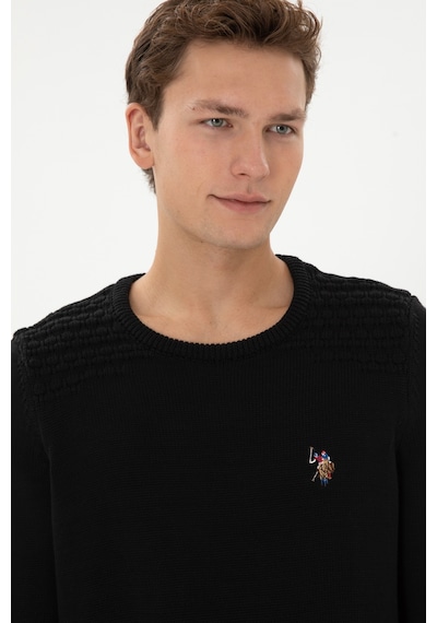 U.S. Polo Assn. Erkek Slim Fit Bisiklet Yaka Siyah Kazak 50314975-VR046