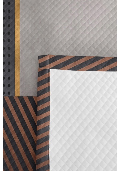 Gri Geometrik Genç Odası Tek Kişilik Pike Takımı - Antrasit Bakır 160x220 Cm Kapitone Yatak Örtüsü Kırık Nehir Harmonu