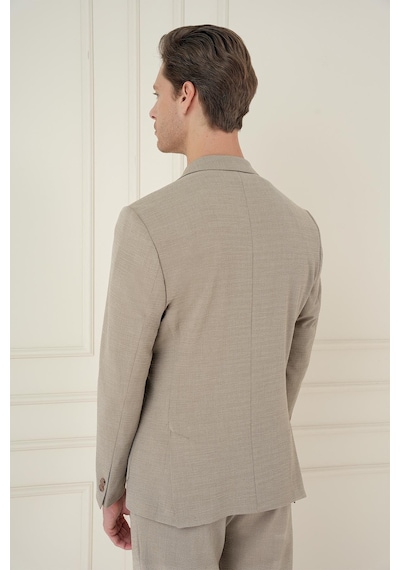 Efor Slim Fit Mono Yaka Çift Yırtmaç Torba Cep Casual Bej Ceket C 698 Bej