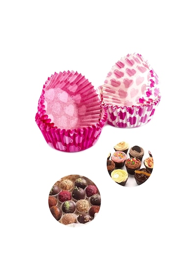 Cupcake Yuvarlak Kek Kalıbı Dalgalı Kek Kalıbı 65x38 Mm - 2 Adet Beyaz Kırmızı Desenli Şirin Kalıp Beyaz