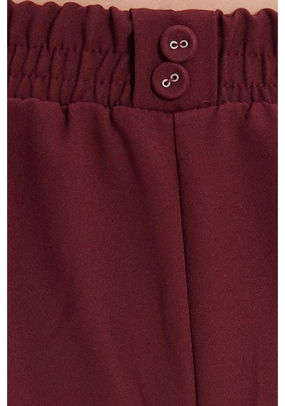 Tudors Kadın Relax Fit Rahat Kesim Yüksel Bel Düz Paça Beli Lastikli Bordo Pantolon-41935 Bordo