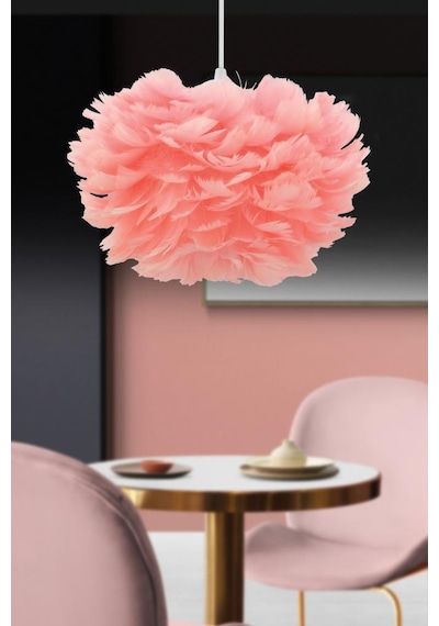 İstanbul Avize Pembe Deve Tüylü Modern Avize Pembe