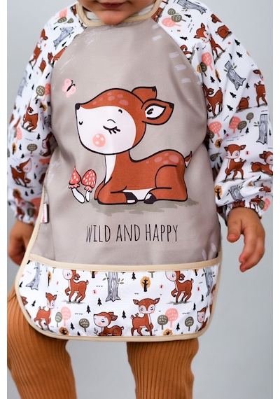 Aykor Tekstil Kollu Bebek Mama Önlüğü Ceylanlı Çok Renkli