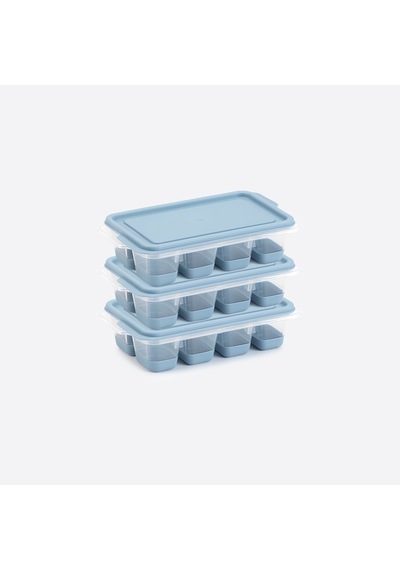 3 Lü Set Mini Kapaklı Silikon Buzluk Mavi Renk