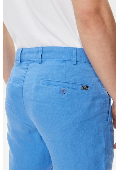 Lacoste Men's Slim Fit Bermuda Shorts Erkek Dar Kesim Keten Bermuda Şort Mavi