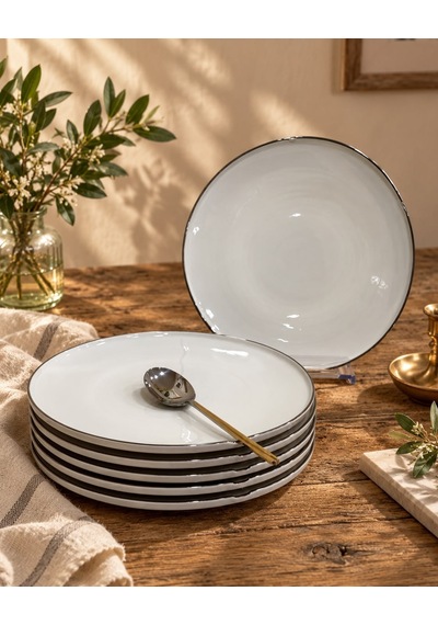 6lı Porselen Dali Platin Pasta Tabağı-7788 Çok Renkli