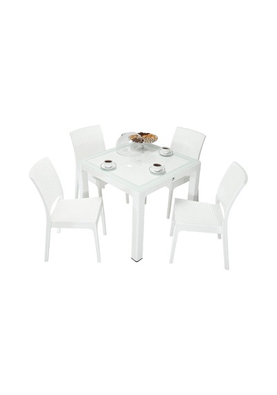 Mandella Elit Rattan 90x90 Elit Sandalye Camlı Masa Takımı Beyaz Diğer Mandella Elit Rattan 90x90 Elit Sandalye Camlı Masa Takımı Beyaz Diğer