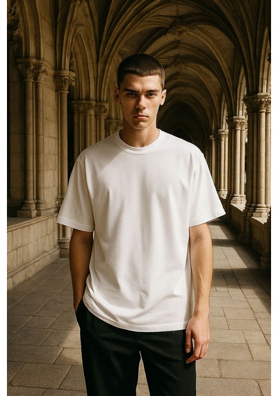 Erkek Bisiklet Yaka Oversize %100 Pamuk T-shirt Çok Renkli