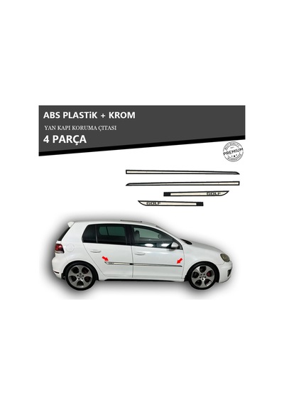 Volkwagen Golf 6 Yan Kapı Koruma Çıtası Plastik + Krom Unvrslppkçt00046