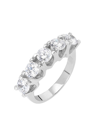 Tesbihane Starlight Diamond Pırlanta Montür U Tasarım 925 Ayar Gümüş Kadın Beştaş Yüzük Beyaz
