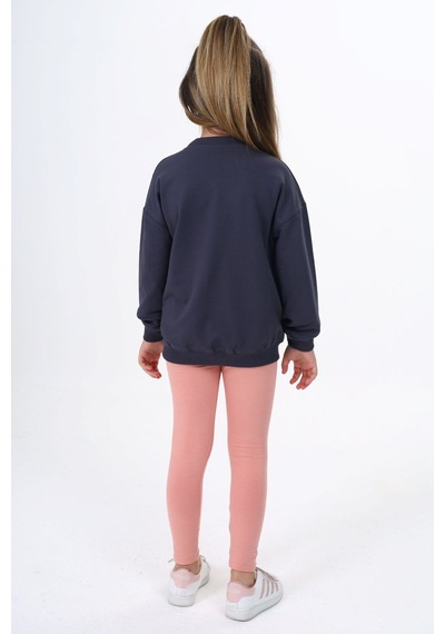Toontoy Kids Toontoy Kız Çocuk 2'li Takım Baskılı Bisiklet Yaka Düşük Omuz Cepli Sweatshirt & Basic Düz Tayt Füme Toontoy Kids Toontoy Kız Çocuk 2'li Takım Baskılı Bisiklet Yaka Düşük Omuz Cepli Sweatshirt & Basic Düz Tayt Füme