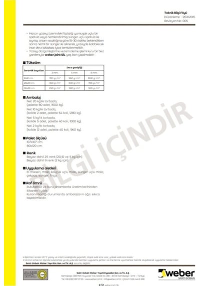 Weber Jointsil Derz Dolgusu 5 Kg Yörük Bej 423