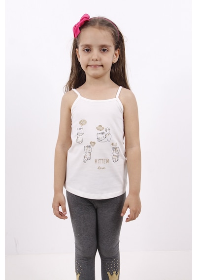 Toontoy Kids Toontoy Kız Çocuk Kedi Baskılı Atlet Ekru Toontoy Kids Toontoy Kız Çocuk Kedi Baskılı Atlet Ekru
