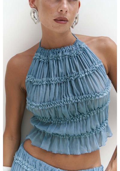Mai Collection Mai Studios Co. Sofi Transparan Mavi Crop Etek Takım mavi