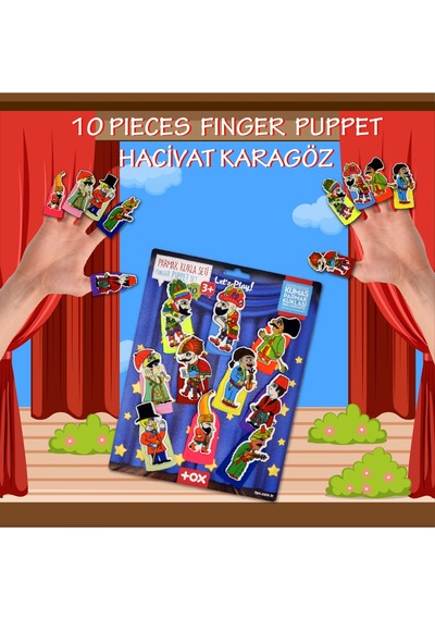 Tox Karagöz . Hacivat 10 Parça Parmak Kukla Set T224