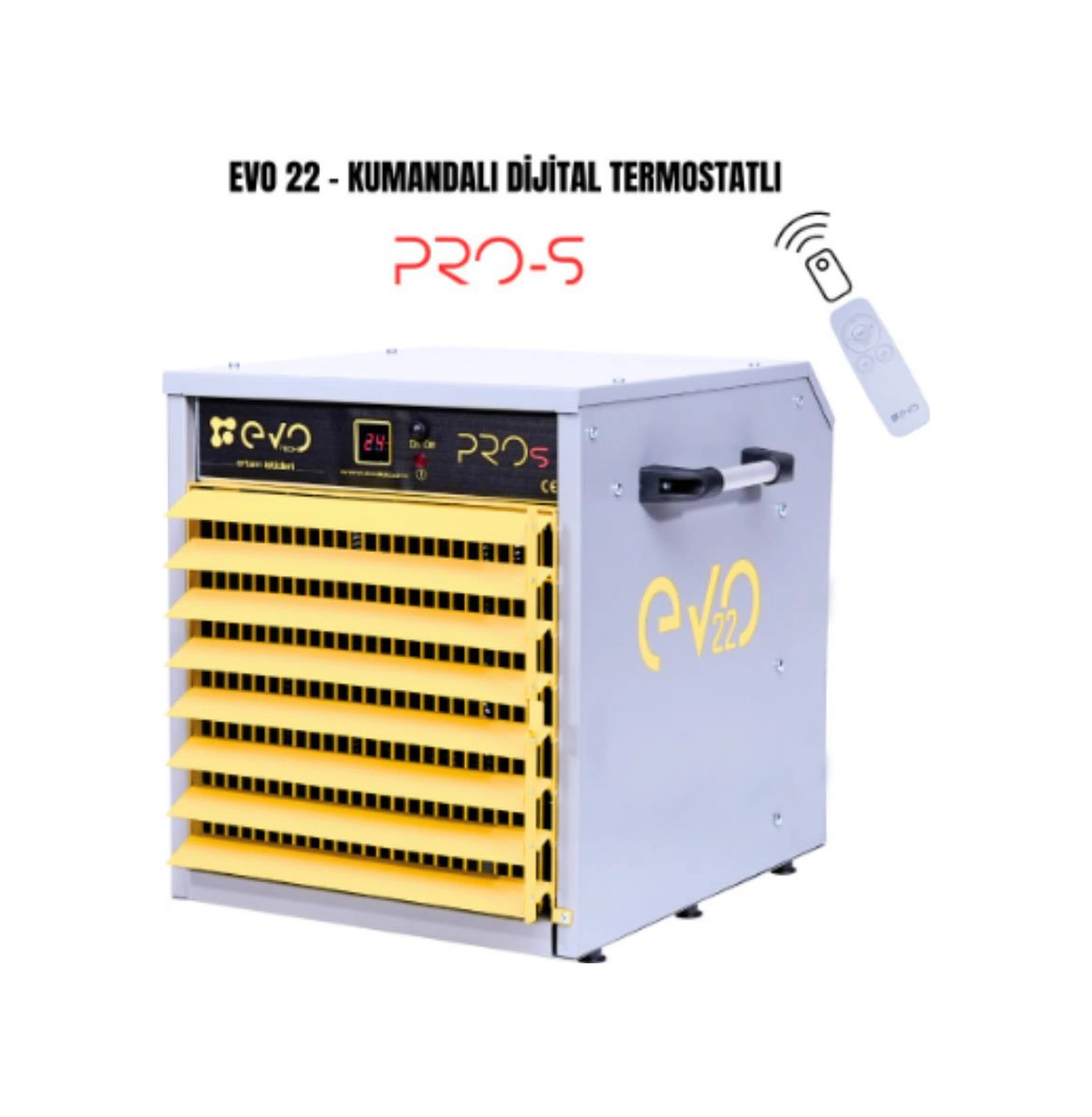 Evo22 Pros - 22 Kw Kumandalı Ve Dijital Endüstriyel Elektrikli Fanlı Isıtıcı
