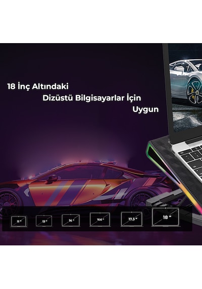 Bix BX-CP01G RGB Aydınlatmalı Dijital Kademeli Gaming Notebook Soğutucu
