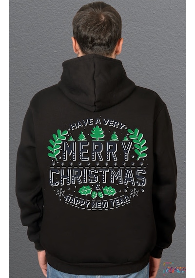 Bumeta Have A Very Merry Christmas Green Sweatshirt Unisex Kapüşonlu Hoodie Siyah