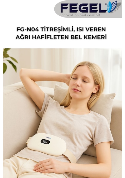 FG-N04 Akıllı Isıtmalı ve Titreşimli Bel - Karın Masaj Kemeri - Beyaz