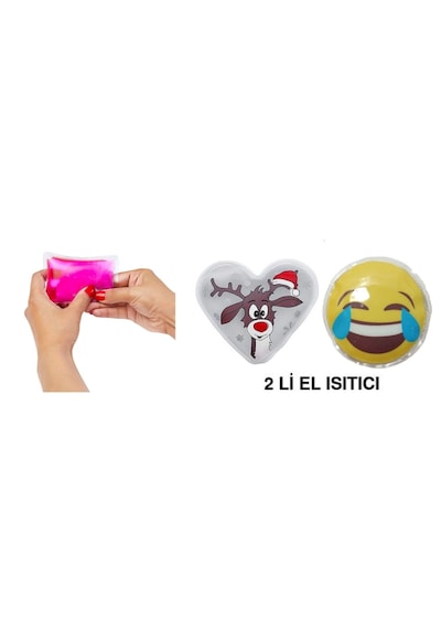 Gülen Emoji Beyaz Geyik Cep Sobası,el Isıtıcı,2 Adet Sıcak Su Tor