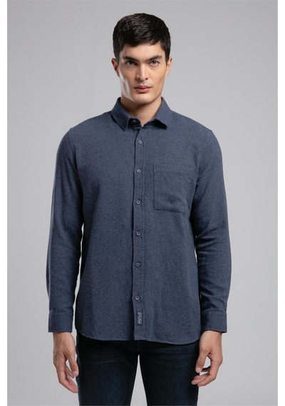 Lee Cooper Tiles Erkek Dokuma Uzun Kol Gömlek İndigo-21495 İndigo