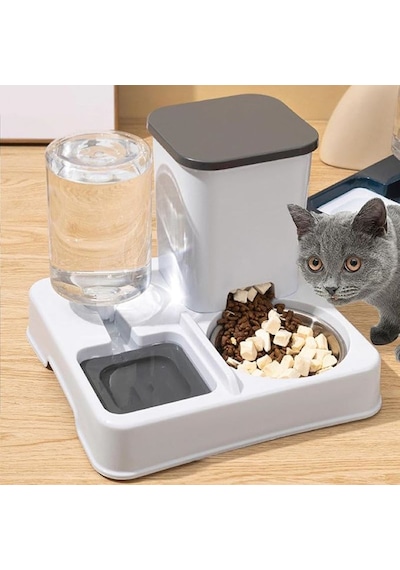 Techtic Otomatik Kedi&köpek Mama Su Kabı 2'si 1 Arada Su Sebili Evcil Hayvanlar İçin Mama Ve Su Kabı