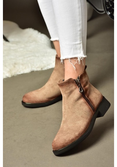 Fox Shoes R374050402 Vizon Süet Alçak Tabanlı Kadın Bot Vizon-süet