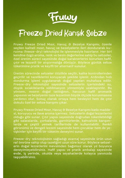 Freeze Dried Sebze Mix Diğer