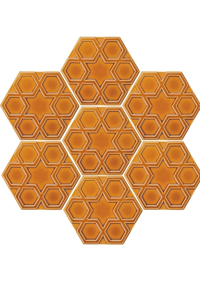 Armada Çini 15x17 Cm Rölyefli Yıldız Karamel Altıgen Çini Karo
