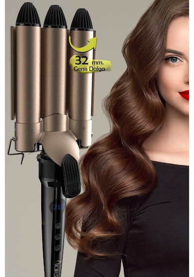 Hairens Hrs-960 - 4 Parça Saç Şekillendirme Seti Wag Maşa & Afro İnce Maşa & 32 MM Kalın Maşa