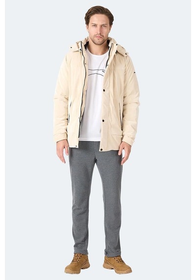 Slazenger Grım Erkek Çıkarılabilir Kapüşonlu Bej Mont & Kaban