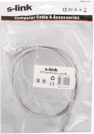 S-Link Sl-Cat601 Cat6 1Mt Gri Utp Patch  Kablo