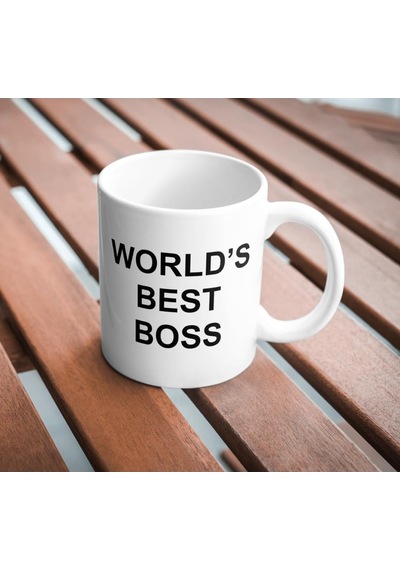 World's Best Boss Baskılı Kupa Bardak Hediyelik Çay Kahve Kupası Coffee Mug Beyaz - Çok Renkli