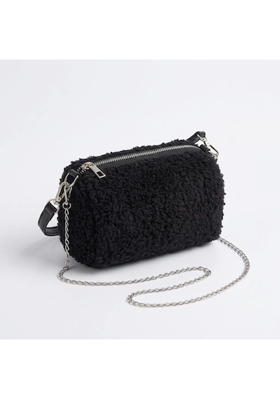 Siyah Peluş Kadın Omuz Ve El Çantası 18x12 Cm Zincir Askılı Yumuşak Dokulu Mini Çanta Diğer