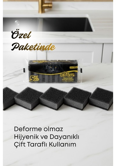 Grimorlife 10 Adet Oluklu Siyah Simli Bulaşık Süngeri Özel Dokulu Dayanıklı Pinterest Temizlik Süngeri Seti