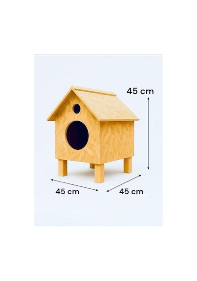 Kedi Evi Kedi Yuvası Kedi Barınağı 3 Kedi İçin 45x45x45 Cm İç Ve Dış Mekan