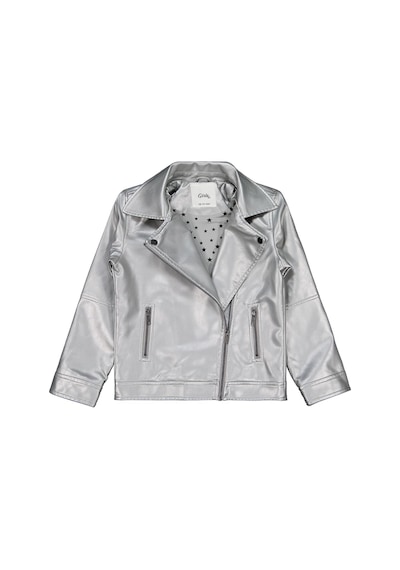 Civil Girls Girls Ceket Suni Deri Uzun Kol Gömlek Yaka - Polo Okul Kreş Ve Günlük Kullanım - Gri Silver Civil Girls Girls Ceket Suni Deri Uzun Kol Gömlek Yaka - Polo Okul Kreş Ve Günlük Kullanım - Gri Silver